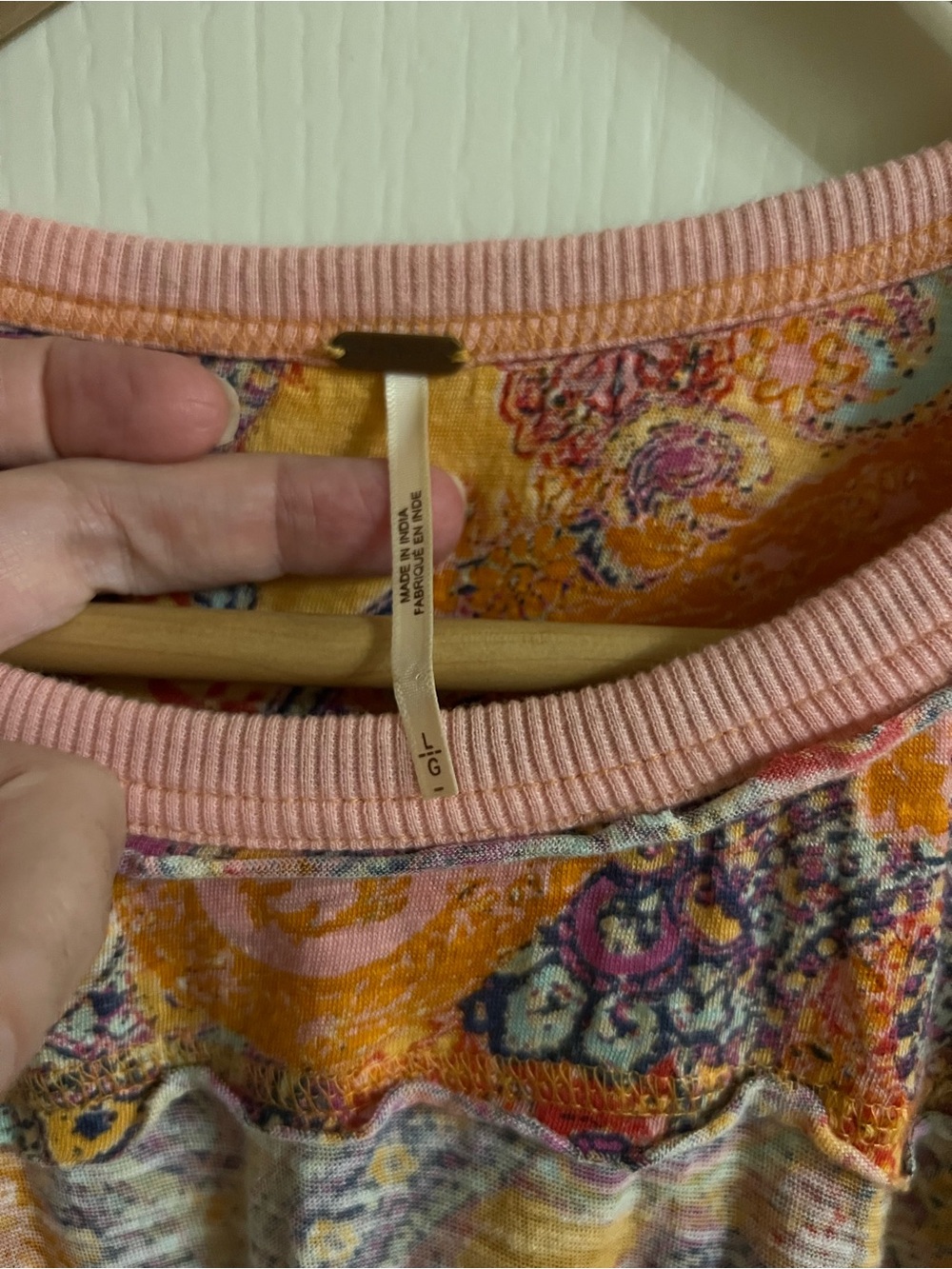 Free People Long-Sleeve Paisley Mix Top in Pink and Yellow - Picture 2 of 4